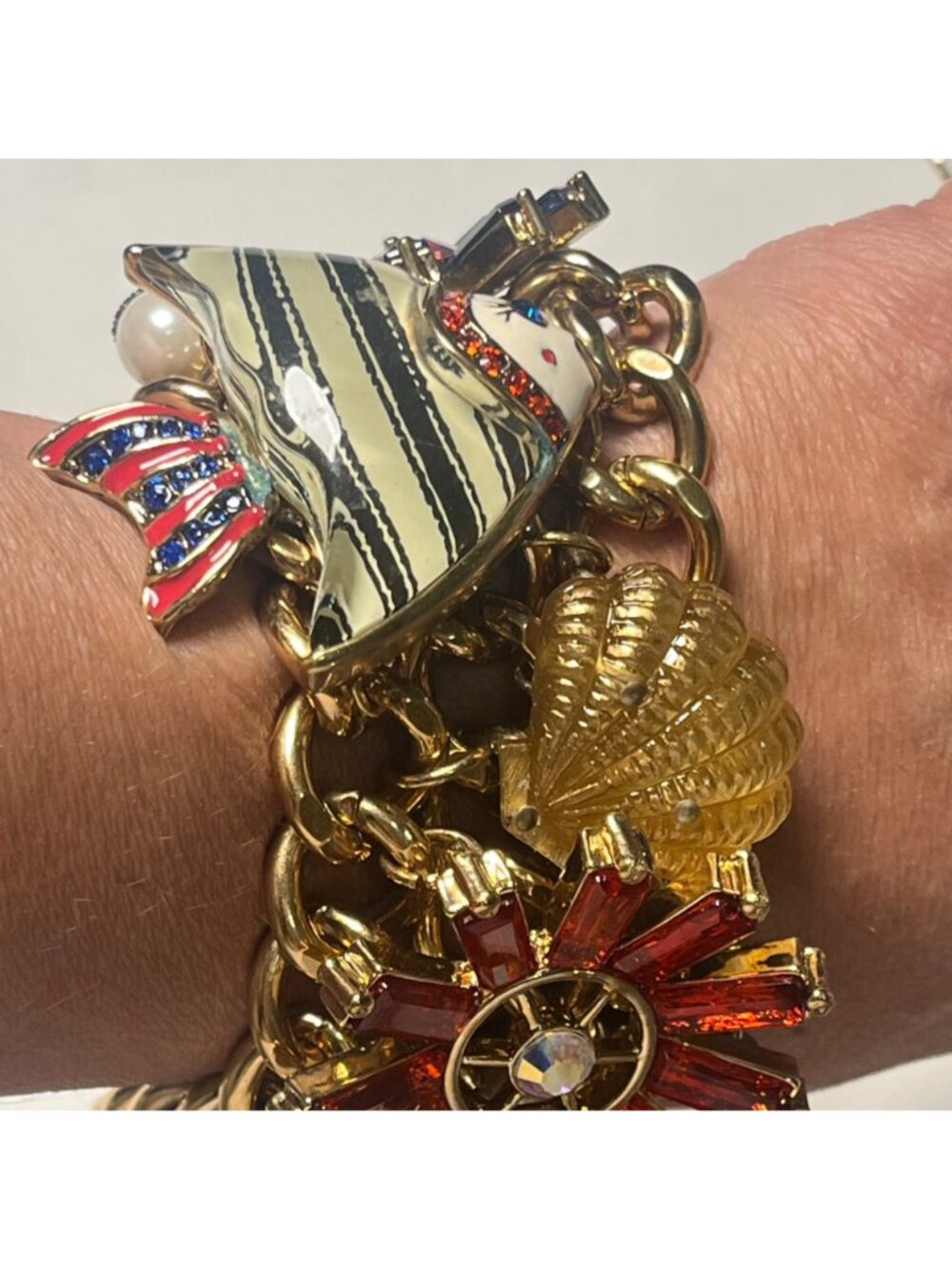 Rare Betsey Johnson Nautical Charm Bracelet & Earrings Set NWT $171 Retail - Picture 6 of 7